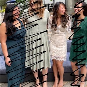 Boohoo lace white cream dress with sleeves